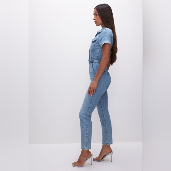 Good American Mid Blue Fit For Success Denim Skinny Jumpsuit - Picture 6 of 6
